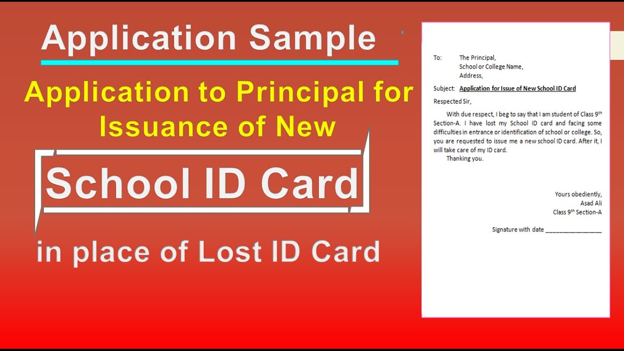 application letter for college id card