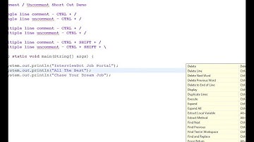 LIST OF SHORTCUT KEYS ECLIPSE DEMO