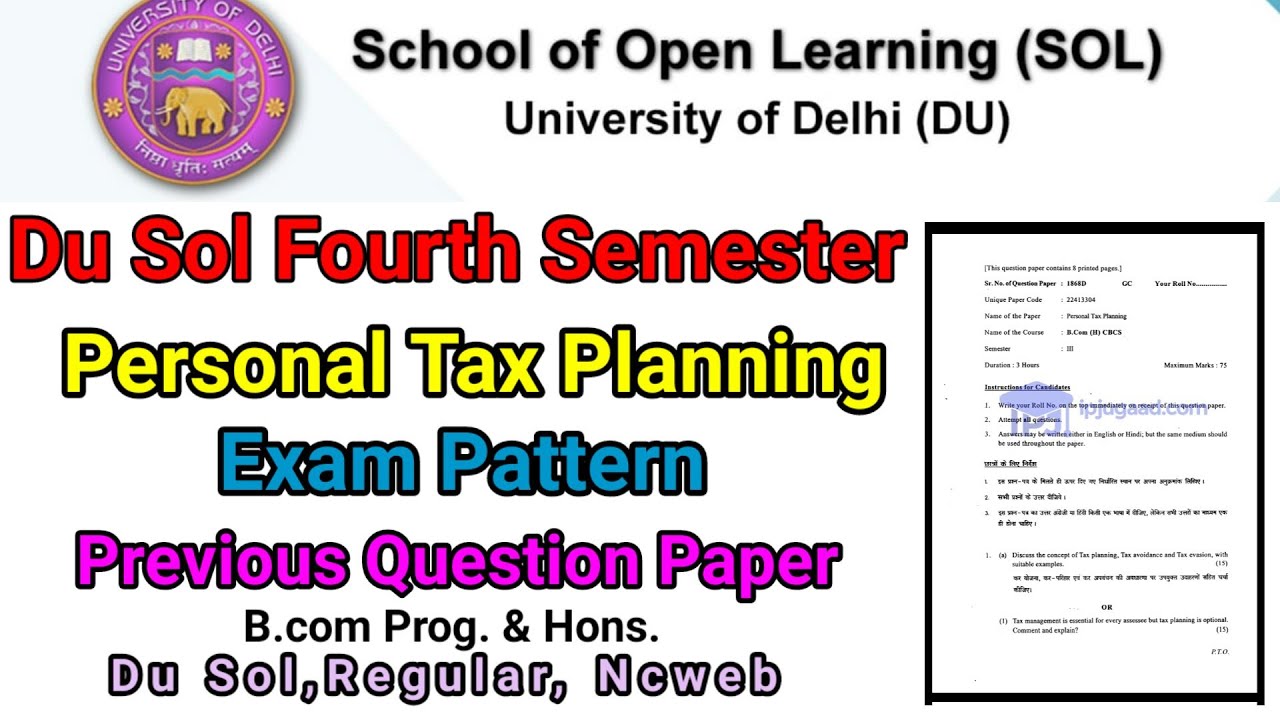 corporate tax planning sol question paper
