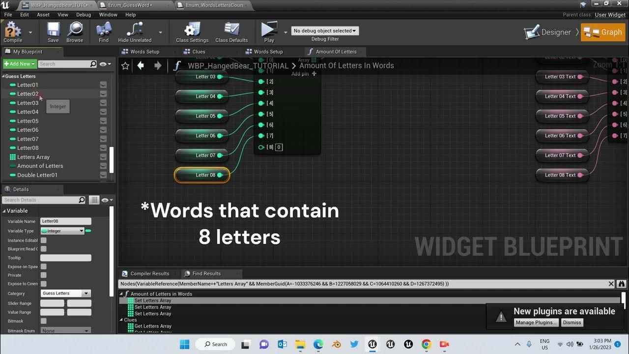 UE4/UE5 Hanged Bear Mini Game Increasing Word Puzzles and Number of