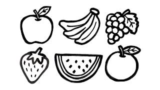 6 delicious fruits drawing coloring step step tutorial