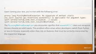 Resolving Missingmethodexception In Groovy With Junit 5S Assertall