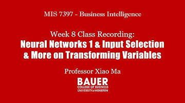 Video 6 - Week 8 technical demo More Transform Variables & Neural Network 1 | Bauer@UH MIS 7397 BI