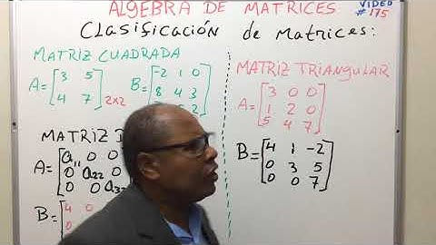 Álgebra de matrices: Clasificación  ( matriz cuadrada, triangular y diagonal ) : Video # 175.