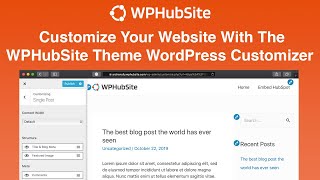 Customize Your WPHubSite Website With The WPHubSite Theme WordPress Customizer
