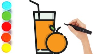 How To Draw EASY an ORANGE JUICE For Children | Step By Step