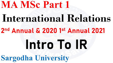 MA MSc Part 1 International Relations New Syllabus Paper 2021 Intro To IR UOS Past Papers IR Papers