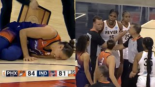 Taurasi \& 6'7 McCowan HEATED Exchange After DT Gets Her Legs Taken Out 3 Times Late In 4th Quarter!