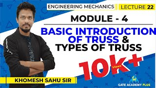 Lecture 22 | Module 4 | Basic Introduction of Truss & Types of Truss | Engineering Mechanics