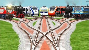 SEVEN REALSTIC TRAINS RUN AT BUMPY HIGHER GRAPHICS RAILROAD CROSSING SAFETY RAILROAD CROSSING TRACKS