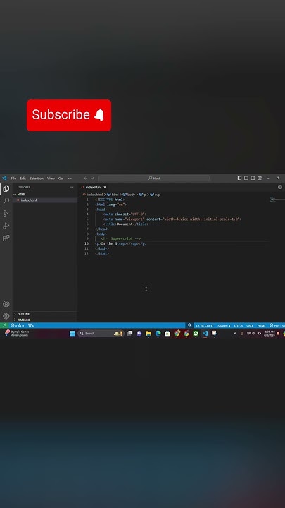 Superscript tag in HTML | How to give power in HTML | HTML in VS code ...
