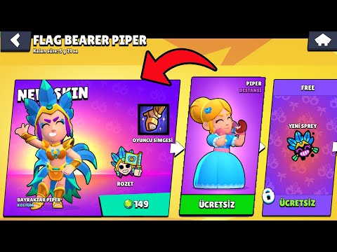 BAYRAKTAR PİPER 👠👠 YENİ PİPER KOSTÜMÜ VE ÜCRETSİZ KARAKTER !! BRAWL STARS