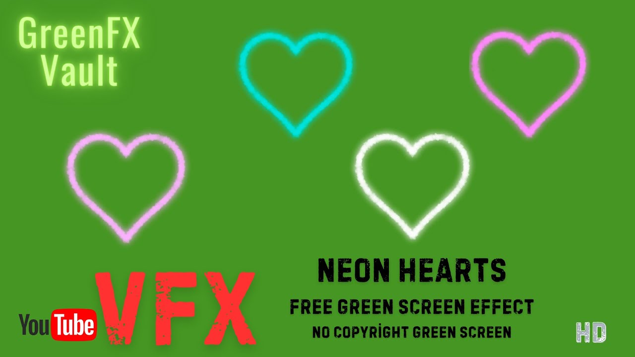 Neon Hearts Green Screen Effect – Free No Copyright VFX