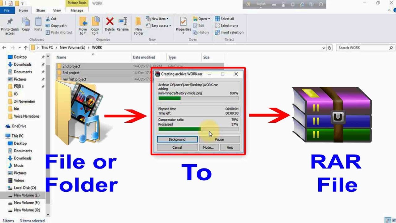 how to download stuff in a normal file with winrar