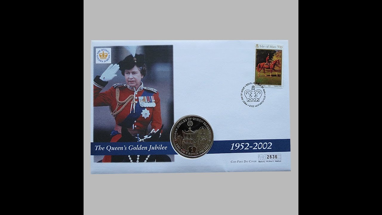 2002 The Queen's Golden Jubilee 1 Crown Coin Cover - Isle of Man First Day Cover by Mercury