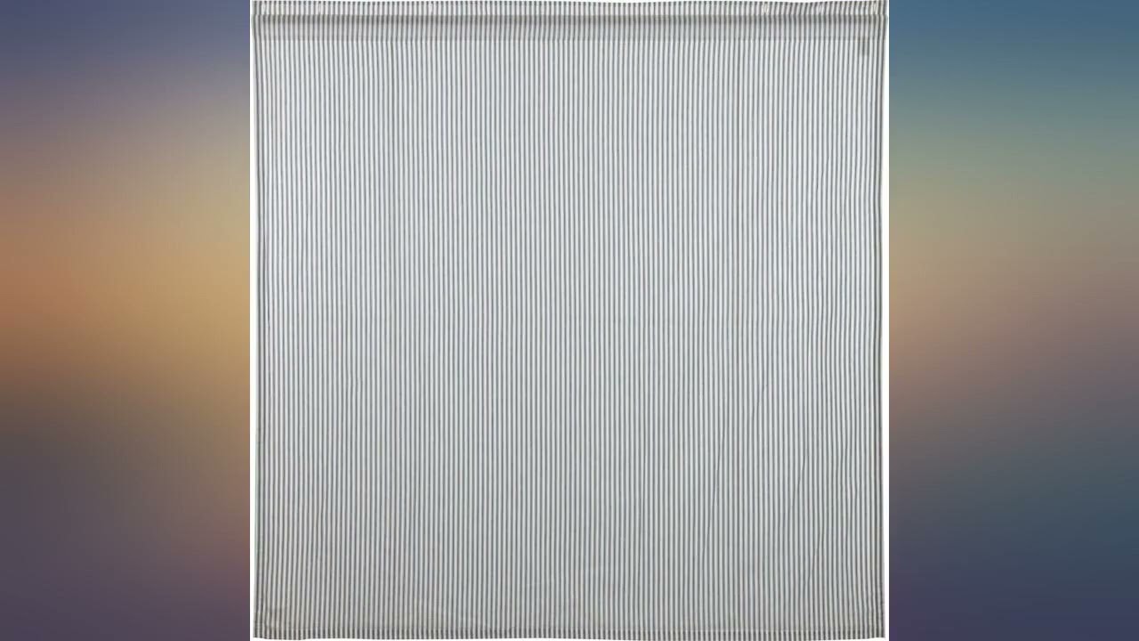 VHC Brands Sawyer Mill Blue Decorative Farmhouse Ticking Stripe Buttonholes 72x72 review