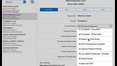 Manage My Work Orders Tablet for JD Edwards EnterpriseOne