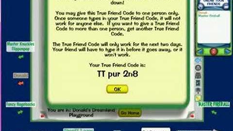 Toontown true Friend Codes part 1