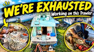 Week 3 Working on this Vintage Trawler: Converting to a Wet Exhaust and More!