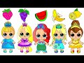 Princesses Disney Paper Dolls as fruits- Cinderella Frozen Elsa Little mermaid and others