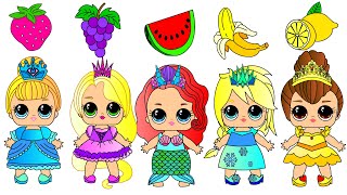 Princesses Disney Paper Dolls as fruits- Cinderella Frozen Elsa Little mermaid and others