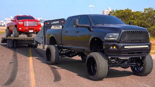 20” Lifted SEMA Truck Hauls 40ft Gooseneck!