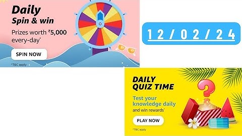 Daily Quiz Time Amazon 12 February 2023 || Daily Spin & Win Amazon || Amazon Daily Quiz Time || APay