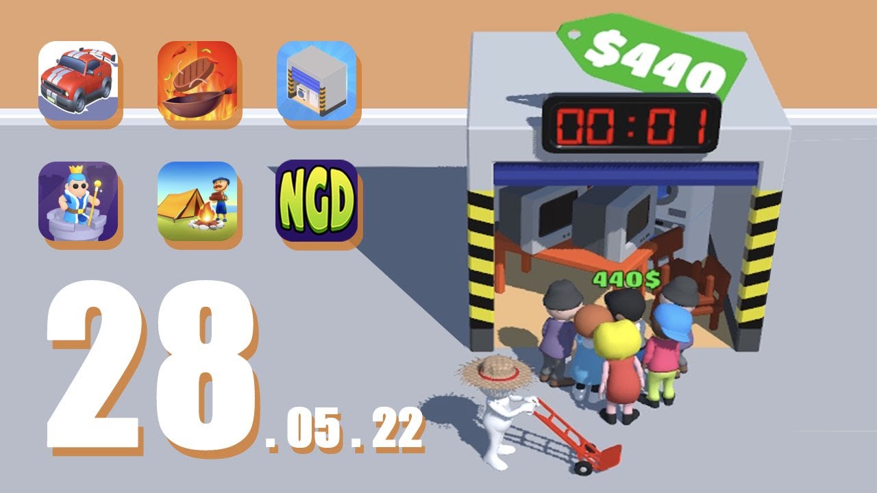 Mini Merge Car, Cooking Rush 3D, Storage Wars!, Merge Royale, Camping