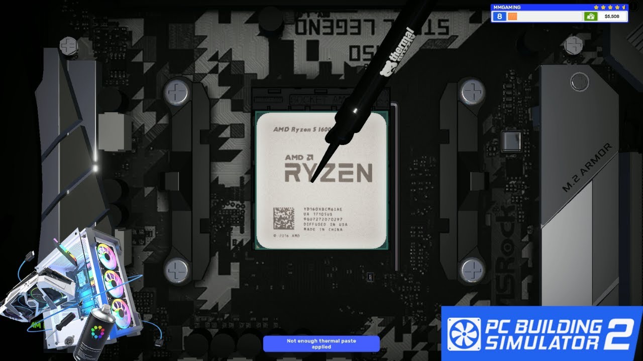 Processor Simulation Game PC Building Simulator 2 | Installing new processor | Ryzen 5 1600x ...