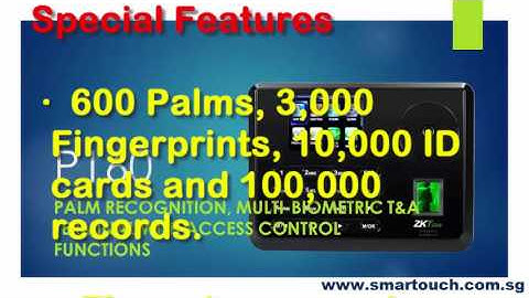 Access Control System : Palm Recognition Multi Biometric T&A Terminal P160 Special Features