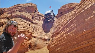 Jeeps Crawling "The Chute" - INSANE VERTICAL ROCK CLIMB at Sand Hollow