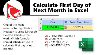 excel test  for job interview: calculate first day of next month