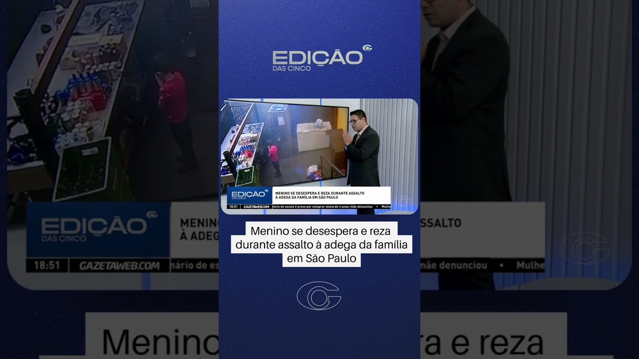 Menino reza durante assalto à adega da família em São Paulo