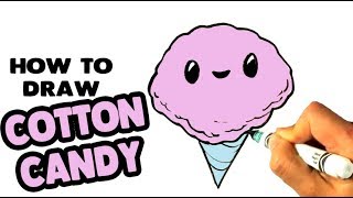 How to Draw Cotton Candy Kawaii - Step by Step for Beginners and Kids - How to Draw Easy Things