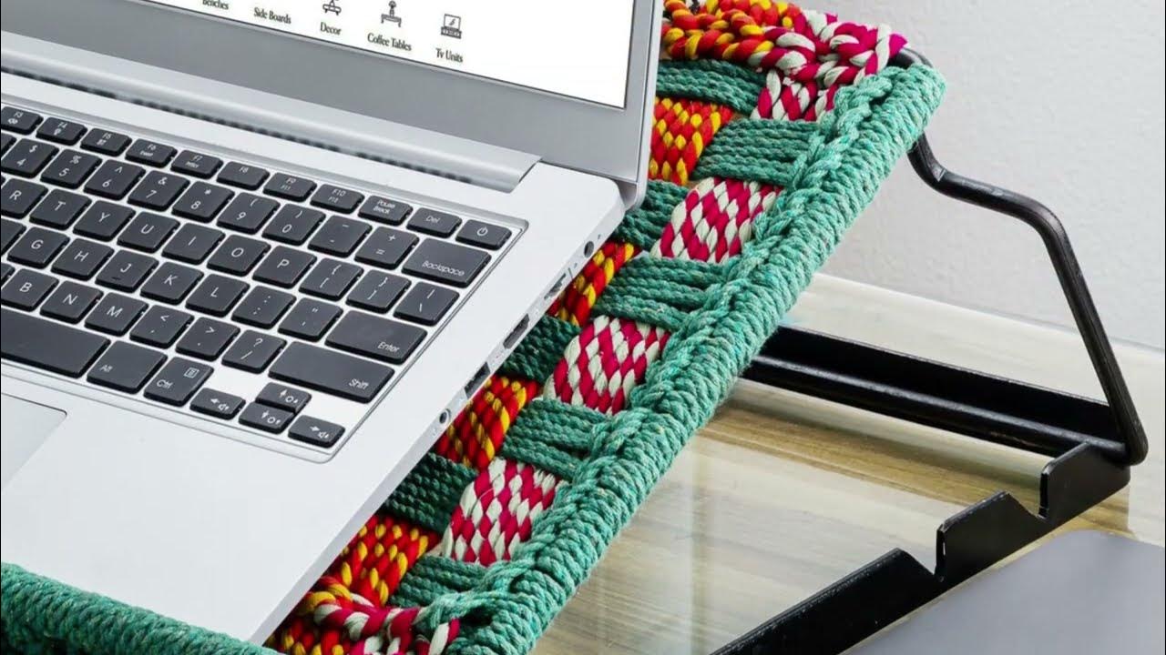 Furnweave Laptop Stand for Desk Adjustable Laptop Stand Handwoven
