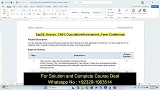 Exp25 Access Ch04 CumulativeAssessment Farm Conference | Chapter 4 Cumulative Assessment – Farm