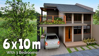 6x10 meters (60 sqm), House Design with 3 Bedrooms (19.69x32.81 ft, 645.84 sqft)