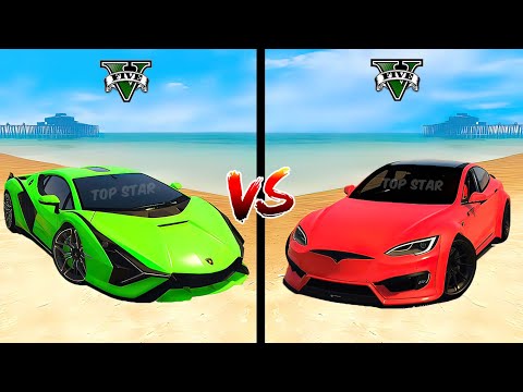 Lamborghini Sian VS Tesla Model S SUPER TURBO Prior Design in GTA 5 - Which would you buy?