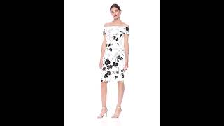 Calvin Klein Women's Seamed Off The Shoulder Dress CreamBlack