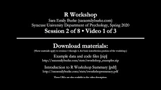 R Workshop - Session 2 of 8, Video 1 of 3 (t-tests, formulas, data frames)