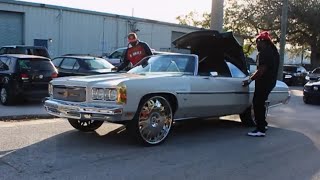 Celebrity Linny J 2K16 Car Show - Pearl White 1975 Caprice Vert Donk on 28" Forgiato Wheels Profile