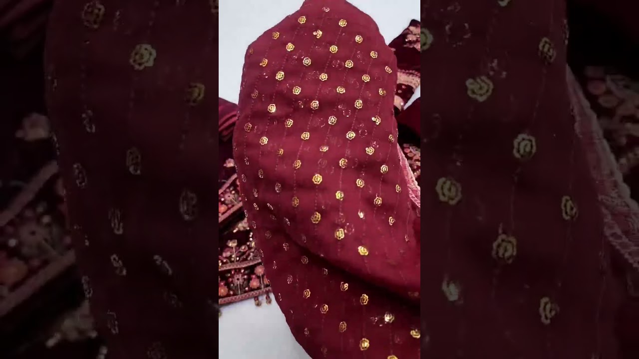 ANEELAS NEW MAROON VELVET PARTY WEAR