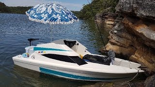 Mini electric boat review twin Hull Riviera custom 28lb Minn Kota powered