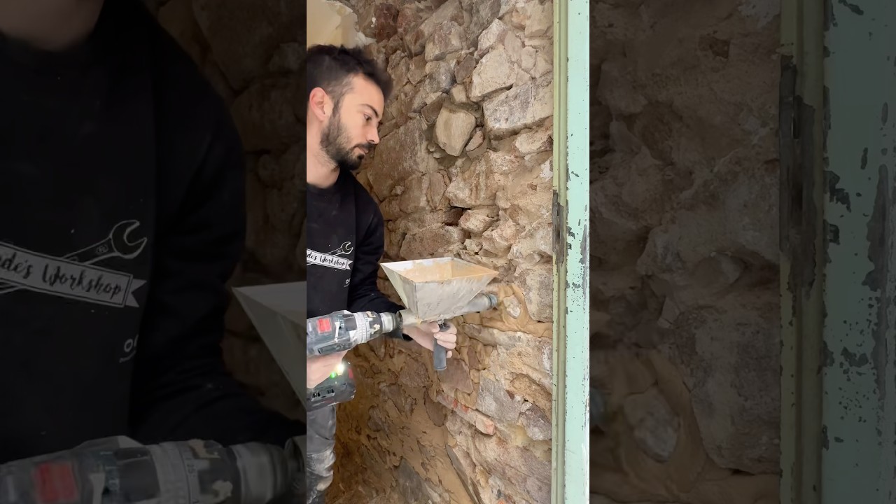 Rejuntado de piedra a toda MAQUINA! - Restaurando antiguo hotel