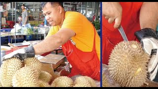 バンコクの果物屋でドリアンを丸ごと１個買いしてみたら・・・【世界の屋台から】Whole Dorian cut in Thailand