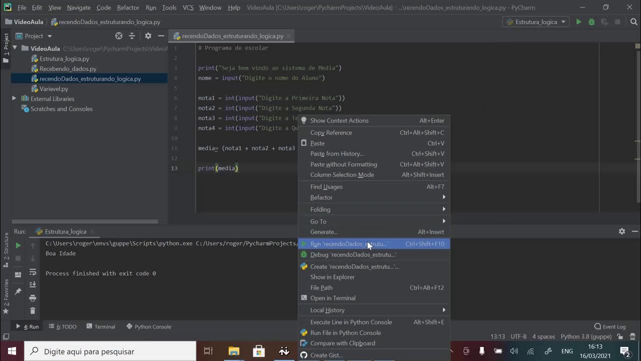 Descomplica Dados Aula 5 de Python Sistema de Media Escolar Estrutura ...