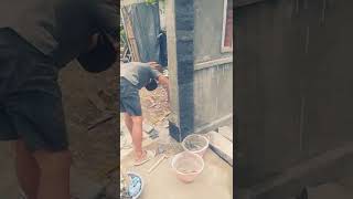 Pemasangan Batu Alam untuk Pilar Pagar