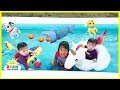 FAMILY FUN KIDS POOL PARTY with Giant Inflatable Float for Children