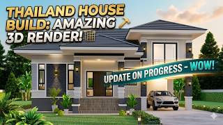 Modern Thailand House Build: 3D Render and Construction Progress