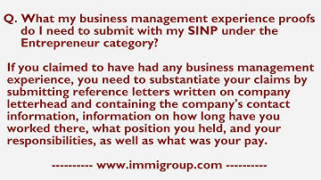 What my business management experience proofs I need to submit with SINP under  EC?